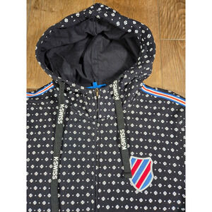 K-Swiss Zip Up Hoodie Men’s Small All Over Baseball Print Full Zip Sweatshirt